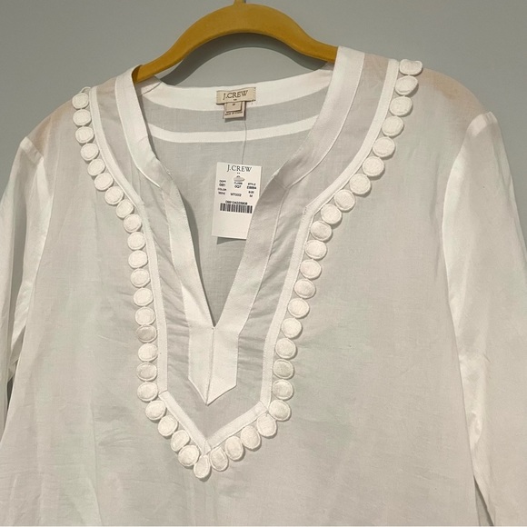 NWT J Crew Factory White Pom Pom Blouse Top size M - Picture 8 of 11